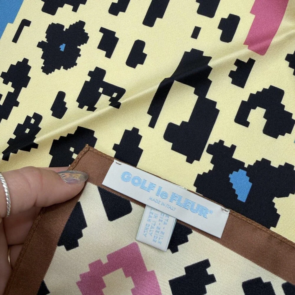 GOLF Le FLEUR* Scarf Womens 22 X 22 Multicolor Leopard Print Silk Italy Bandana